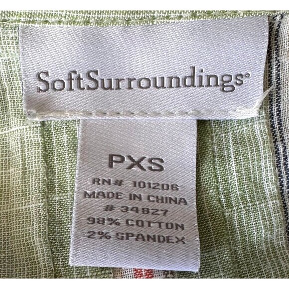 Soft Surroundings Tunic Top XS Extra Small Striped V Neck Roll Tab Sleeves Boho - Picture 12 of 12